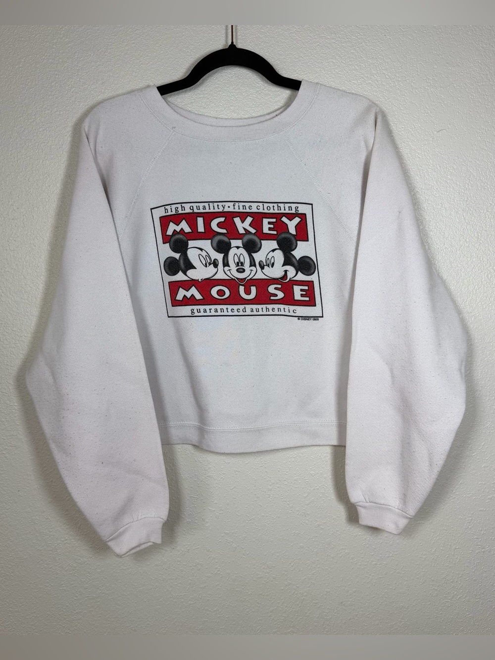 VTG 1990s Sm Disney Unlimited Mickey Mouse Cropped Crewneck Sweater Casual Boxy